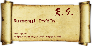 Ruzsonyi Irén névjegykártya