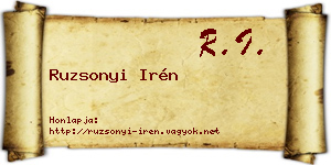 Ruzsonyi Irén névjegykártya